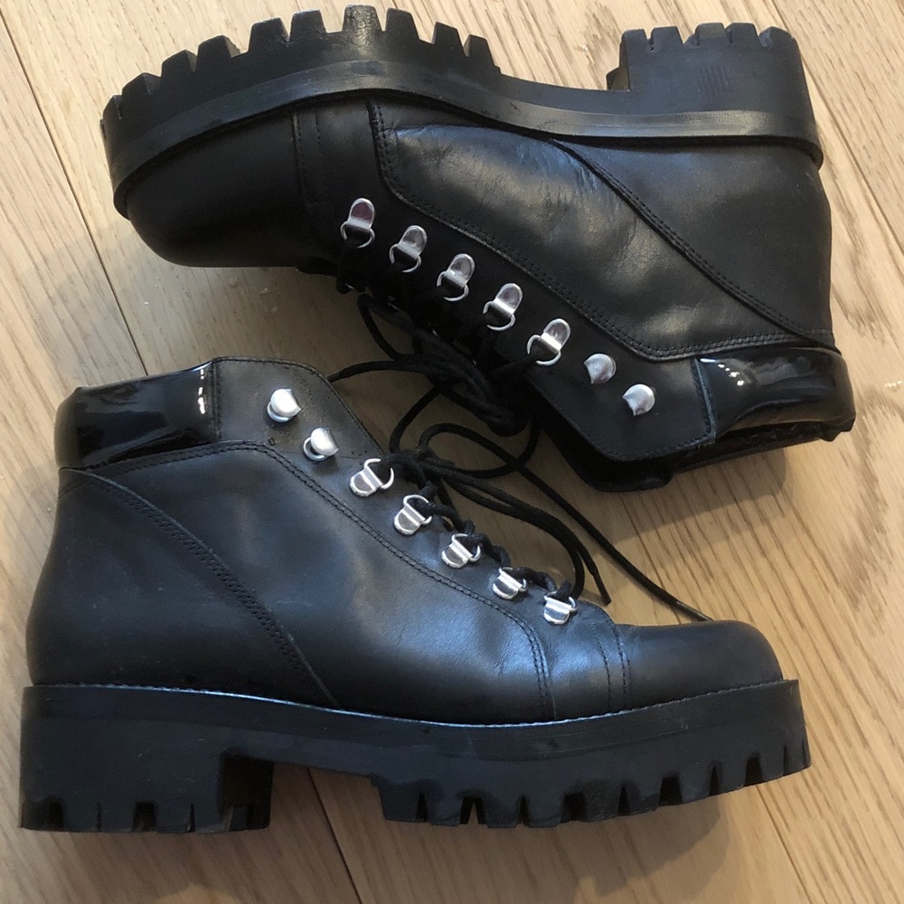 UO Allie black faux leather boots
